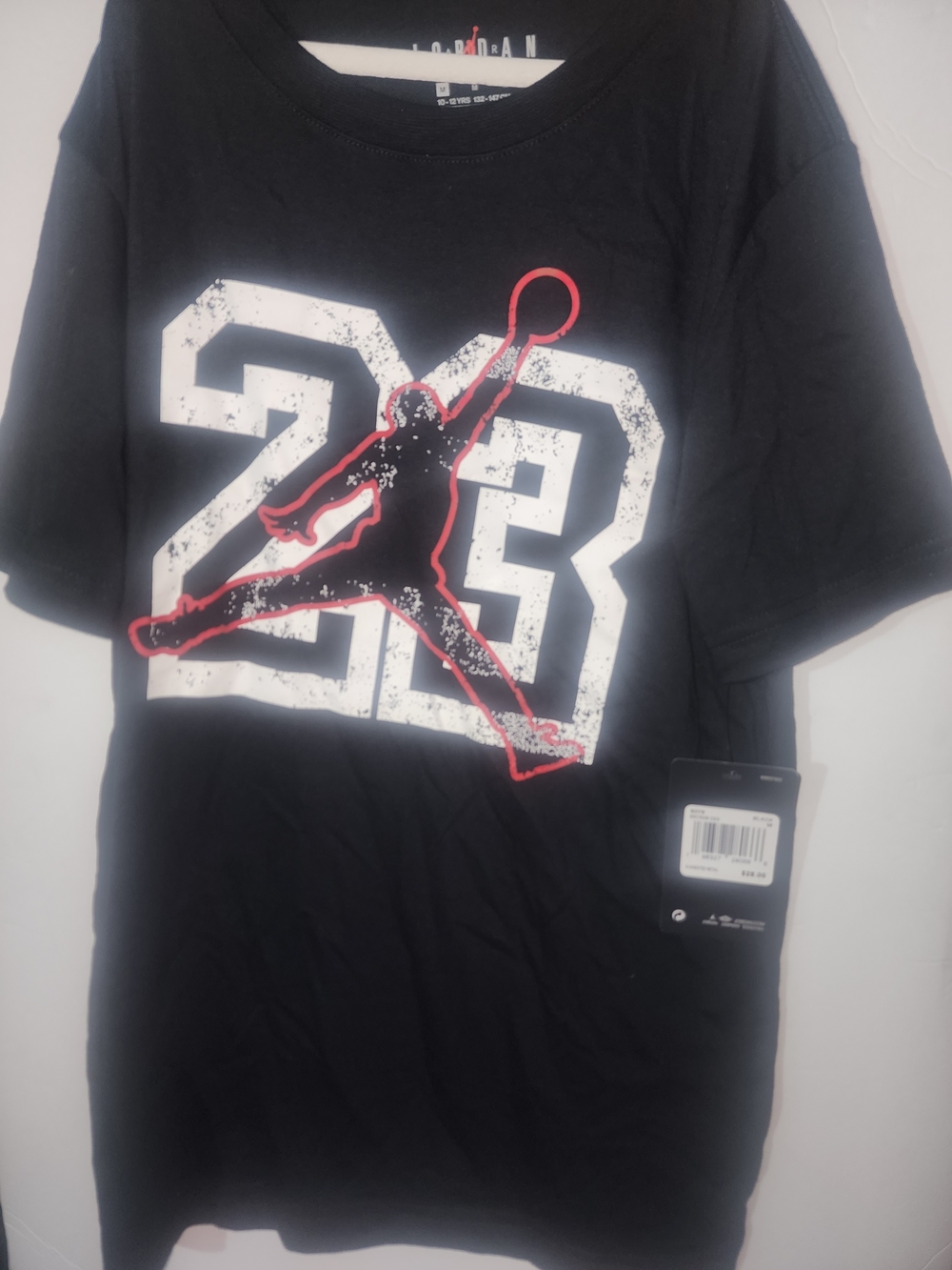 Jordan Black Tee with White '23' & Red Jumpman Outline